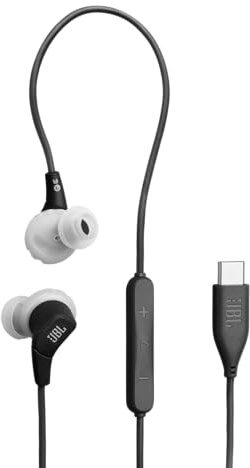 JBL Endurance Run 3 Auricolari Sportivi con Cavo, Tecnologia FlipHook & TwistLock, Resistenza a Polvere e Acqua IP65, Suono JBL Pure Bass, Microfono e Comando sul Cavo, USB-C,Grigio/Nero