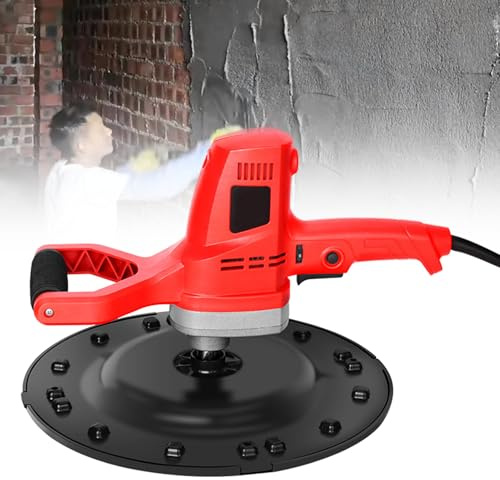 yunzhenzhen 1280W Ponceuse à Placo Electrique Handheld, Truelle à Mortier Ciment Béton et 6 Gradins de Vitesse 40-300 TR/Min, Machine de Lissage des Murs pour Sites de Construction et Rénovation