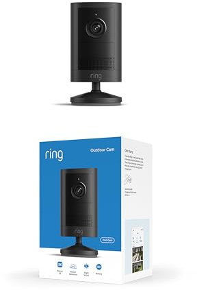 Ring Outdoor Camera 2K, Batteri (senaste gen), Enkel gör-det-själv-installation, Retinal 2K-video i vidvinkel, upp till 6x förbättrad zoom och mörkerseende, Svart