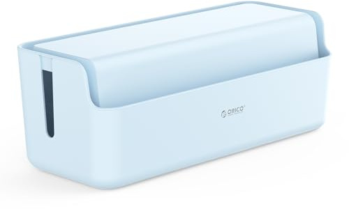 ORICO Cable Management Box, Cord Hider Box to Conceal Power Strips on Desk or Floor, Keeping Cords Tidy and Protected from Damage, Stylish Cable Organizers for Home, Office, School - PB03-Blue