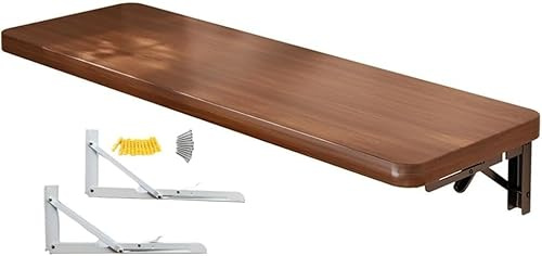 Scrivania pieghevole da parete in legno, tavolo ribaltabile galleggiante, mensola a muro for cucina, soggiorno, ingresso, Capacità di carico 70 kg, Marrone(60X30cm)