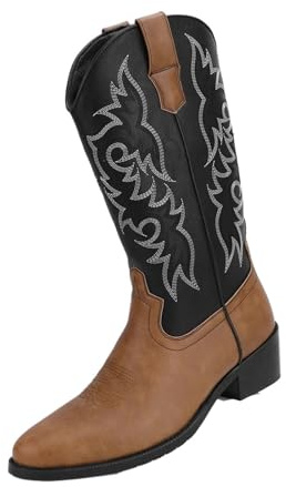 AKDJGFP Botas Vaqueras Hombre Botas Vaqueras de Estilo desértico, Estilo Retro, Bordadas y de caña Alta for Hombre. Botas Vaqueras for Hombre.(Brown1,46)