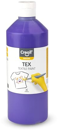 Creall Textil- & Stoffmalfarbe | Violett 500 ml | Waschmaschinenfest nach Fixierung | Für T-Shirts, Jeans, Schuhe, Stofftaschen, Möbel & Autoinnenraum/Dachhimmel