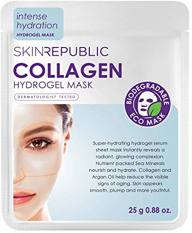 Skin Republic Collagen Infused Hydrogel Face Mask | Biodegradable | Reduces Signs of Aging | Provides Intense Hydration | For a Radiant, Younger-looking Skin | Made in Korea (Pack of 1)