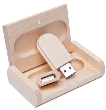 Yaxiny USB Stick Hölzernes Speicherstick 128GB USB 3.0 Flash Drive Memory Stick Datenspeicher Pendrive Geschenk Mit Holzkasten