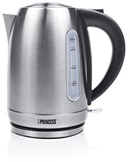 Princess 01.236018.01.001 Rostfreier Wasserkocher aus Edelstahl, Fassungsvermögen 1,7 L, 2200 W