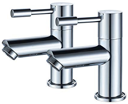 Basin Taps Pair,Luckyhome Twin Hot and Cold Basin Pillar Sink Taps for Bathroom 1/4 Turn