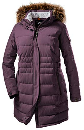 STOY Damer WMN Quilted PRK A Parka In Dun Optik med dragkedja huva, aubergine, 50