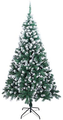 LEADZM 120/150/180/210cm Künstlicher Weihnachtsbaum, Tannenbaum künstlich mit Metallständer, Christbaum, PVC, für Zuhause, Büro, Geschäfte und Hotels (210 cm 870 Spitzen, Weiß&Grün)