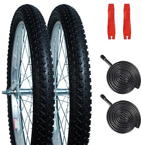 2Pack 20x 2.125(57-406) Mountain Bike Tires Replacement Kits Plus 2 Bike Tubes (with Puncture Sealant) and 2 Tire Levers, Bike Tire with Tread Puncture Protection for On or Off-Road Use
