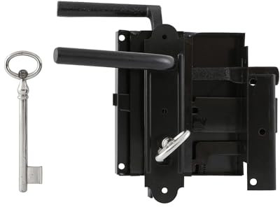 Kastenschloss BB mit hebender Falle - Aufschraubschloss DM 60mm - Türschloss rechts, Stahl schwarz lackiert