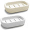 2Pcs Soap Dish, Soap Holder, Portable Shower Soap Box, Non-slip, Dry, Suitable for Bathroom, Kitchen,Easy Cleaning(White & Grey)