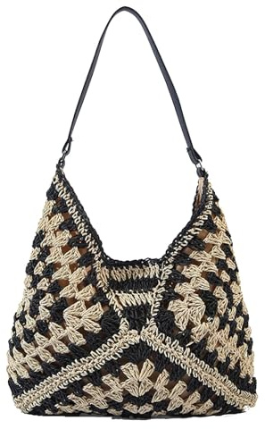 Skyearman Sac a Main Femme en Paille Grand Sacs Tissés pour Femme Sac de Plage D'été de Loisirs Tote Portés épaule Pour Voyage, Date et Vacances