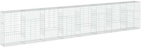 vidaXL Gabionkorg med skydd 800x50x150 cm galvaniserat järn, gabionkorg, stenmur, gabionmur, gabionkorgar, stenmurar, gabinmurar, gabionvägg