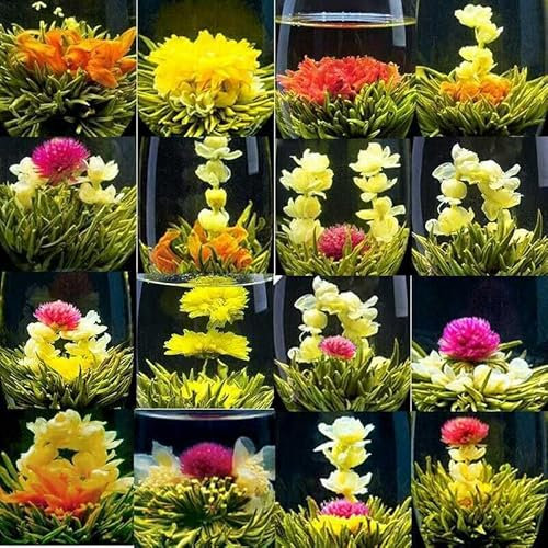 16 Unidades De 16 Tipos De Tea De Flores Hecho a Mano Relajante Y Calmante Bolas De Té Floreciente Tee De Flores Suave Rica Fragancia Floral Tea De Hierbas Chino Original Sin Aditivos