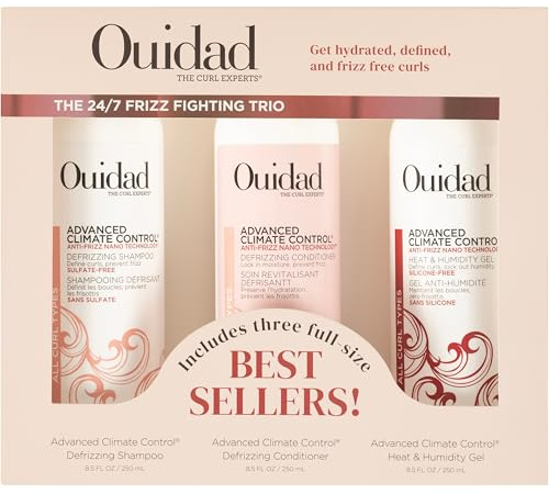 Ouidad Advanced Climate Control Heat & Humidity Styling Kit, Anti Frizz Curly Hair Products to Lock in Moisture & Block Humidity, Flexible, Long-Lasting Hold, No Parabens & Sulfates