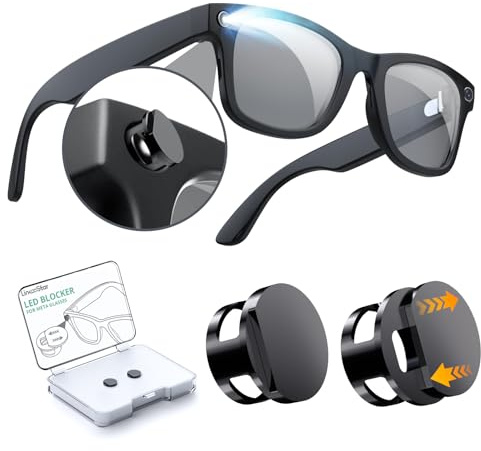 YaCeSyn Paquete de 2 Fundas de Bloqueo de luz LED para Gafas Ray-Ban Meta Way-farer/Skyler/Headliner, Bloqueador de luz LED de Metal Reutilizable, Disponible de día y de Noche
