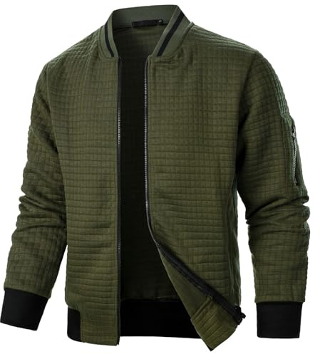 WAZHAKU Dünne Herbstjacke Herren Leicht Bomberjacke Dünne Blouson Stehkragen Business Casual Blouson Jacke mit Taschen Lässig Herbst Winter Casual Übergangsjacke Fliegerjacke Freizeitjacke