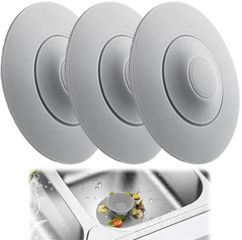 UIEXAY 3 Tapones De Desagüe Universales De Silicona, Color Gris, Flexible, De Silicona, Con Función De Filtro, Diámetro De 10,8 Cm, Para Lavabo, Fregadero De Cocina