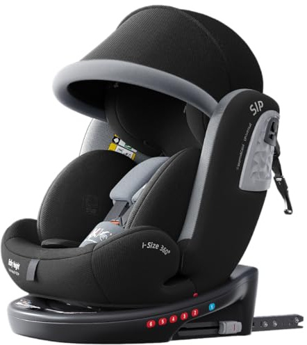 Heekin i-Size Kindersitz 360 drehbar ISOFIX+Top-Tether 0-36kg 0-12 Jahre | 360 Grad,40–150 cm,reboarder mit liegefunktion,mit Sonnendach,Gruppe 0/1/2/3, langfristig nutzbar,Memory-Foam Kopfstütze