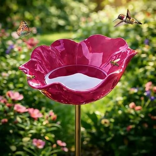 2026 Neue Handgefertigte Blumengartenstecker Aus Metall | Doppelfunktions Bienenbad Und Bestäuberwasserstation | Bunte Schmetterlings-BienenBadeschale Für Garten, Hof, Terrasse