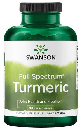 Swanson Full Spectrum Turmeric Curcumin Joint, Liver, and Digestive Support Supplement for Active Adults - Non-GMO, Gluten-Free (240 Vegan Capsules)