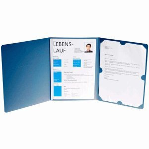 Exacompta 10 x Bewerbungsmappe 3-teilig 1 Klemme Leinenstruktur blau