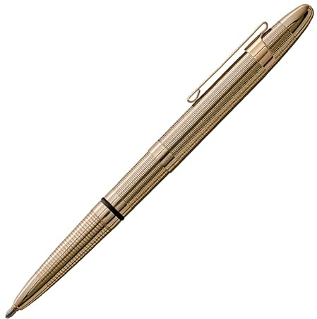 Fisher Space Pen Lacquered Brass Bullet Space Pen, Pressurized Ballpoint Pen, Compact Size, Writes Upside Down, Extreme Temperatures, Smooth Black Ink, Medium Point, Pocket Clip, Gift Box, Made in USA