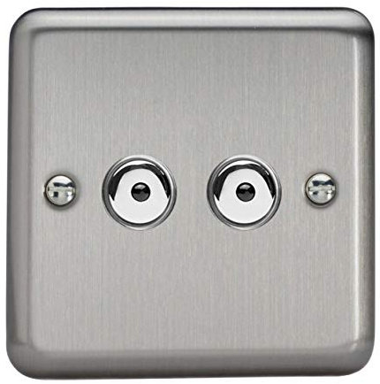 Varilight IJSI102 Matt Chrome Classic V-Pro IR 2 Gang 2 x 100W LED Multi-Way Remote/Touch Control Dimmer Master Unit,86x86x30mm