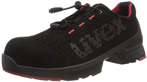 Uvex 1 Scarpe da Lavoro Antinfortunistiche S1 SRC | Scarpa Antinfortunistica Bassa | Puntale Metal Free | Nero - Rosso