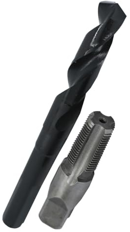 Drill America Ensemble de tarauds et forets NPT série POU 3/8 en acier carbone NPT et foret HSS 37/64 avec tige 1/2 dans étui en plastique