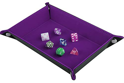SIQUK Tavola per Dadi, Cuoio Pieghevole rettangolo in PU e Velluto Viola Scuro Supporto per Dungeons And Dragons Dadi Rpg Gioco D & D e Altri Giochi da Tavolo