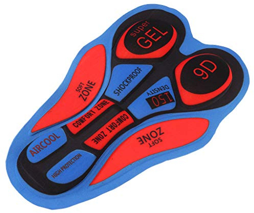 MagiDeal Coussinet de Vélo en Gel + éponge Respirant pour Coureurs, 9D Rouge Bleu, 33,5x20cm