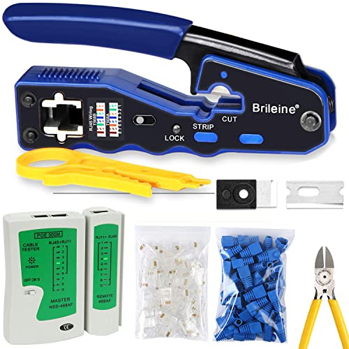 Brileine RJ45 Crimpwerkzeug-Set Cat5e Cat6 Crimpwerkzeug-Set