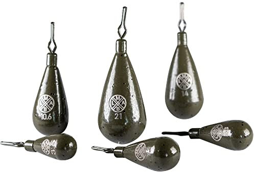 LMAB Tungsten Drop Shot Gewicht Set bleifrei, Tropfen Form, lackiert mit Klemmöse, zum Dropshot Angeln, Zanderangeln & Barschangeln (10,6 g)