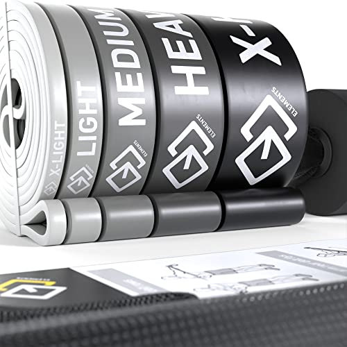 GJELEMENTS Fitnessbänder - Wiederstandsbänder - Resistance Bands Set, Klimmzugbänder für Klimmzughilfe, Krafttraining, Muskelaufbau, Training, Übungen, Gym, Calisthenics, Physiotherapie, Dehnung