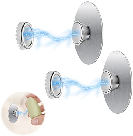 BAVUNV Seifenmagnethalter, 2 Stück Edelstahl Seifenhalter Magnet Ohne Bohren, Magnetischer Seifenhalter Geeignet für Duschen Badewannen Waschbecken und Badezimmer (Silber)