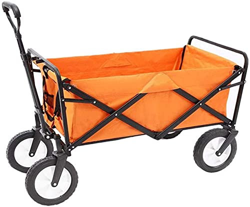 All-Terrain-Klapp-Strandwagen mit Rädern, robuster, zusammenklappbarer Mehrzweckwagen für den Außenbereich, Garten-Einkaufswagen, tragbarer Camping-Lebensmittel-Rollwagen (gelb)