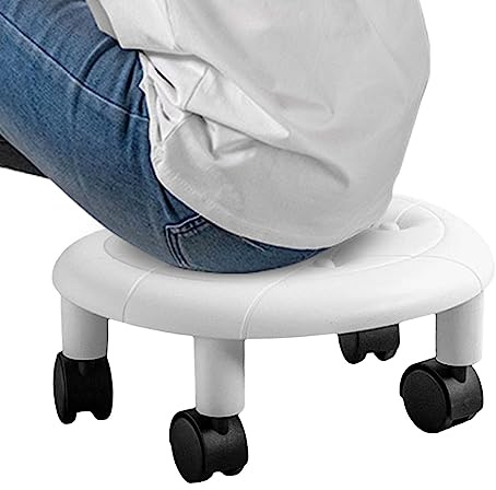 Anloximt Tabouret Bas | Tabouret de Roue de poulie Portable Confortable | Accessoire Multifonctionnel Bas au Sol pour Garage, pédicure, Salon de manucure et Spa
