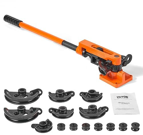 VEVOR Pipe Tube Bender, 3/8 to 1 OD Manual Pipe Tube Bender with 7 Bending Dies, 180° Copper Aluminum Pipes Bending Tools for HVAC Air Conditioning Refrigerator Auto Repair