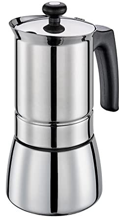 Espressokocher TOSCA 6 Tassen Kaffeebereiter Mokkakanne Induktion Silber cilio