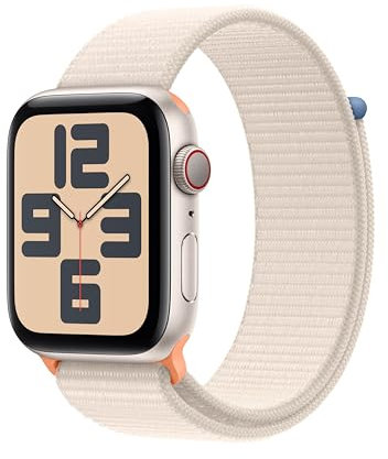Apple Watch SE GPS + Cellular - 44mm - Boîtier Starlight Aluminium - Bracelet Starlight Sport Loop