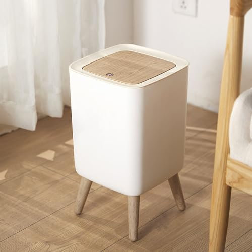 U2PICK Mini Trash Bin with Lid, 10 Liter Garbage Bin, Modern Waste Bin with Legs, Plastic Trash Can Suitable for Kitchen, Bathroom, Bedroom, Living Room, Office, Outdoor, Dog Proof ，Square