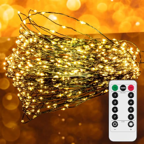 Uten Guirlande Lumineuse LED, 15M Guirlande Lumineuse 300 LED，Alimenté par Batterie et USB avec Télécommande, 8 Modes, pour Noël Intérieur et Extérieur, Fêtes, Mariages