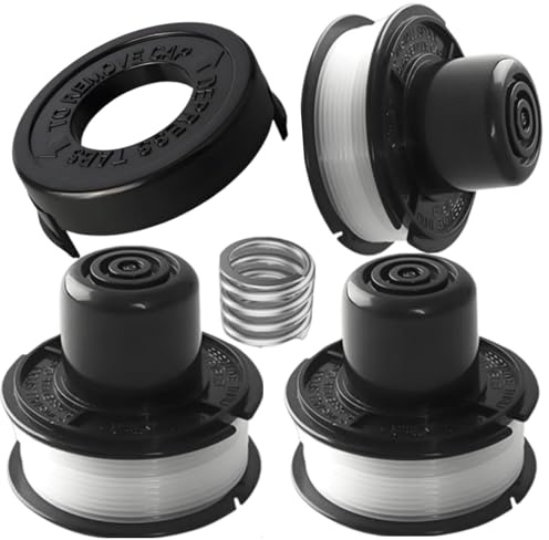 Strimmer Spool Line and Cover Compatible with Black and Decker GL250/GL310/GL360, Autofeed Spool Wire 1.6mm × 6m (Including 3 Spool 1 Cover and 1 Spring)