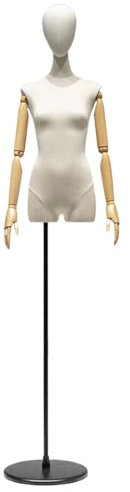 Schneiderpuppe Verstellbar Ausgestattet mit Einem Mechanischen Arm aus Massivholz, Hochwertiger, Verdickter Leinenstoff, Schaufensterpuppe Weiblich Anwendbar auf Kleiderständer, Boutique, Bekleidungsg