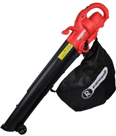 Electric Blow Vac 3000W RocwooD 40L Collection Bag 10M Cable Easy Switch Between Blow and Vac Guide Wheels Shoulder Strap Blow Everything Away or Suck up Leafs in Collection Bag