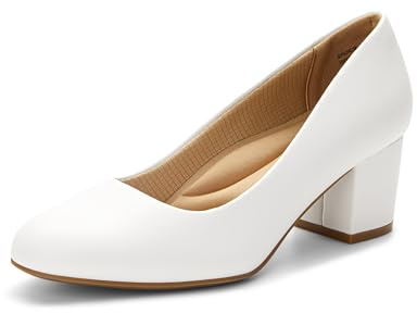 DREAM PAIRS Scarpe da Sera con Tacco Basso e Blocco da Donna Comode e Classiche con Tacco Alto,Size 38,Bianco-Pu,SDPU2462W
