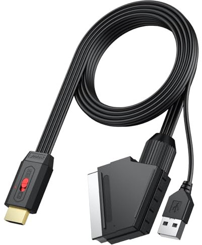 Neoteck SCART zu HDMI Konverter 1080P Adapter SCART auf HDMI unterstützt 16:9/4:3 Konvertierung Kabel 150cm für DVD VHS VCR