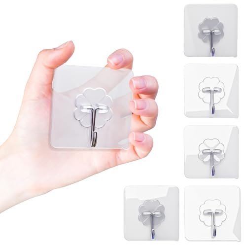 YEibi Lot de 6 petits et grands crochets adhésifs résistants pour mur, crochets auto-adhésifs de haute résistance, crochets sans trous, pour serviette, cintres, sans perçage